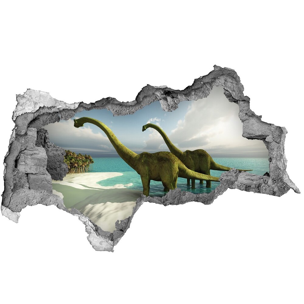 Díra 3D fototapeta nálepka Dinozaury na pláži
