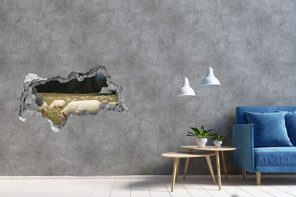 Díra 3D fototapeta nálepka Pasící se ovce