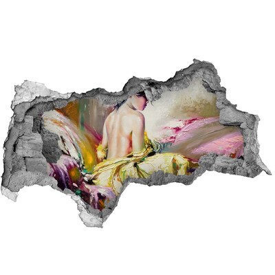 Díra 3D fototapeta nástěnná Žena ve žlutých šatech