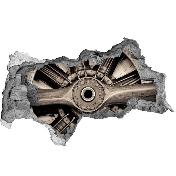 Foto fotografie díra na zeď Motor letadla v poškozené zdi