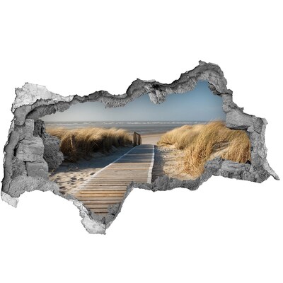 Díra 3D ve zdi nálepka Ukazatel na pláž