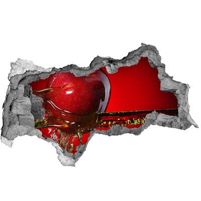 Nálepka 3D díra na zeď Červené jablko v betonu