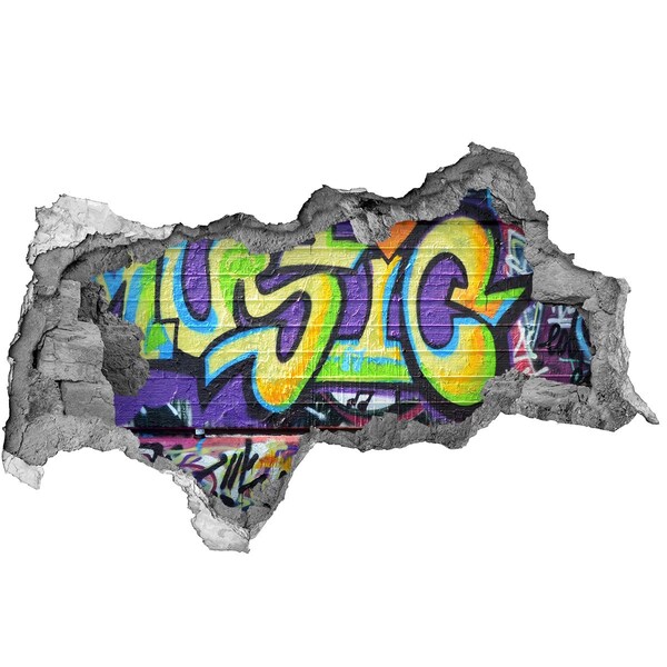 Foto fotografie díra na zeď Graffiti na poškozené zdi