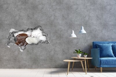 Nálepka 3D díra Kokos v proudu vody