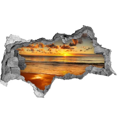 Díra 3D ve zdi na stěnu Západ slunce nad oceánem
