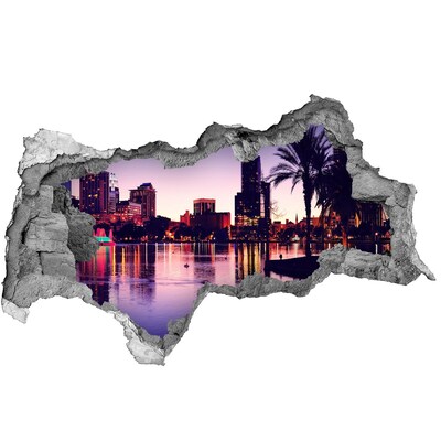 Fototapeta díra na zeď 3D Západ slunce nad městem