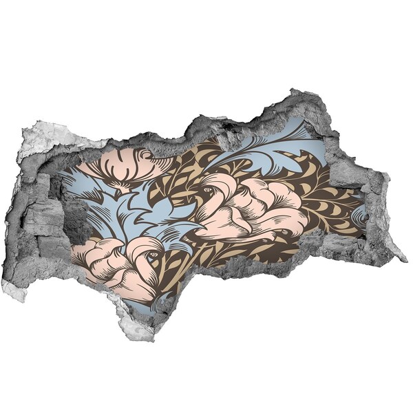 Nálepka 3D díra na zeď Díra ve zdi Květinový vzor