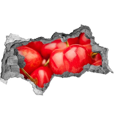 Nálepka 3D díra Šťavnaté třešně v díře ve zdi