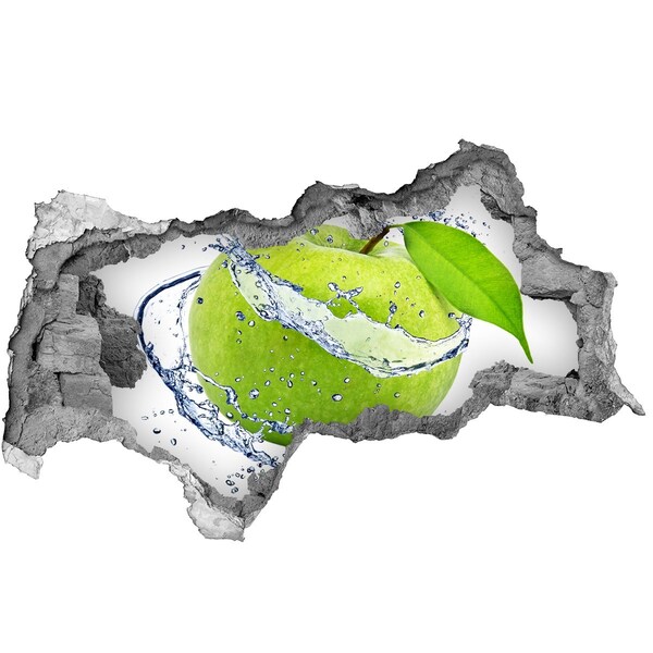 Nálepka 3D díra na zeď Zelená jablka