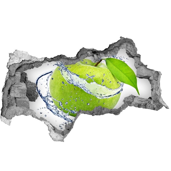 Nálepka 3D díra na zeď Zelené jablko ve vodě
