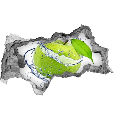 Nálepka 3D díra na zeď Zelené jablko ve vodě