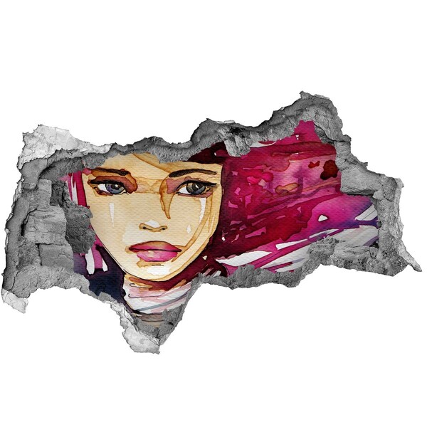 Díra 3D fototapeta nálepka Portrét s růžovými akcenty