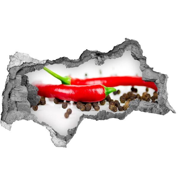 Nálepka 3D díra na zeď Pálivé koření v kuchyni