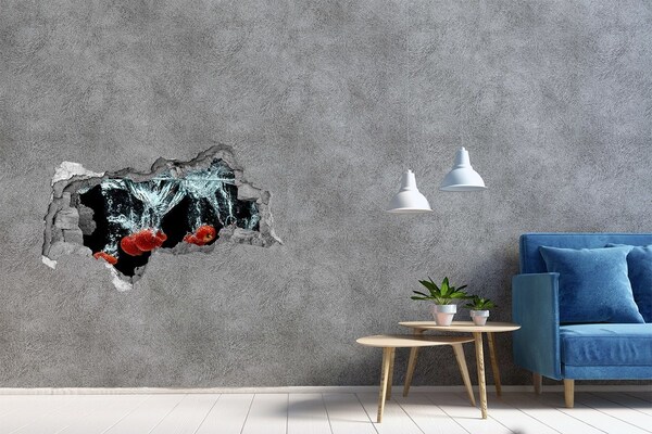 Nálepka 3D díra Výbuch ovoce ve vodě