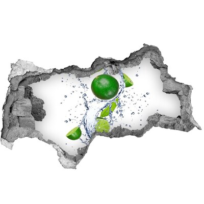 Nálepka 3D díra na zeď Osvěžující limetka ve vodě