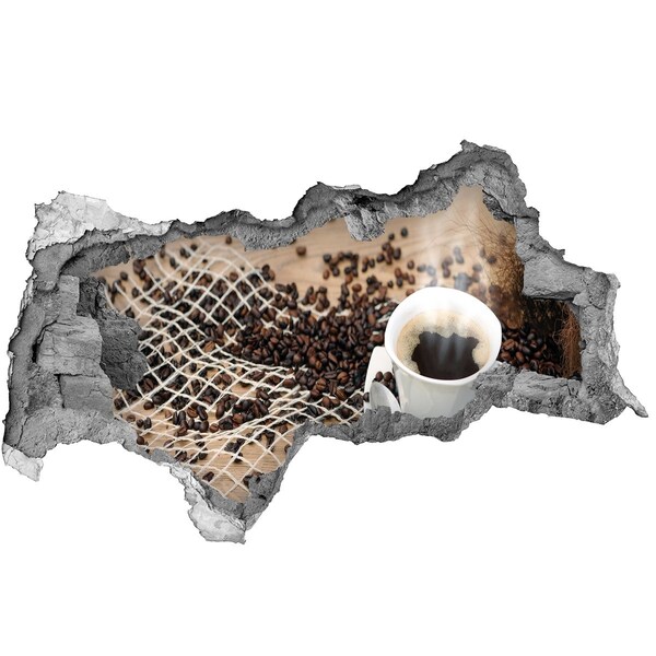 Nálepka 3D díra Káva v domácí kavárně
