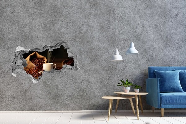 Nálepka 3D díra Káva v srdci zrn