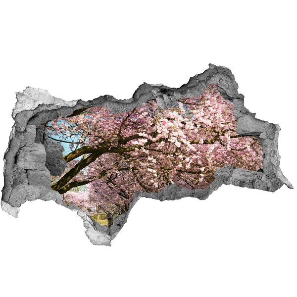 Samolepící díra na stěnu Kvetoucí třešně v jarním parku