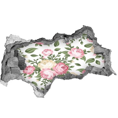 Nálepka 3D díra na zeď samolepící Díra ve zdi Květinová zahrada