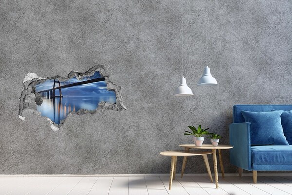 Fototapeta díra na zeď 3D Most přes vodu v noční scéně