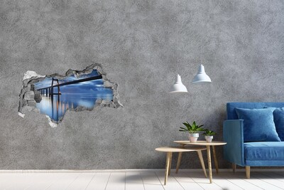 Fototapeta díra na zeď 3D Most přes vodu v noční scéně