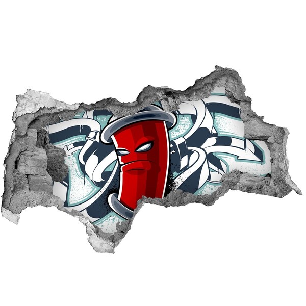 Foto fotografie díra na zeď Červený hrnek s graffiti