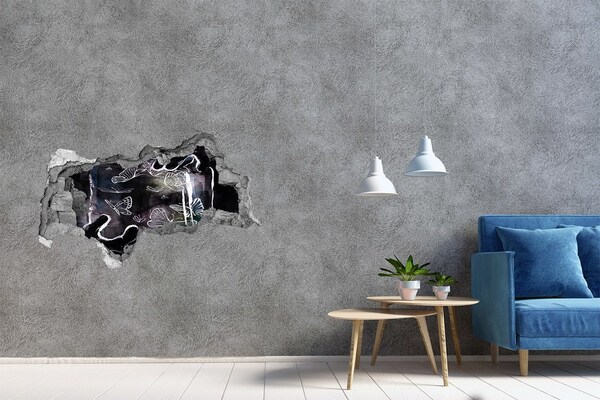 Díra 3D fototapeta nástěnná Motýli v magickém prostoru