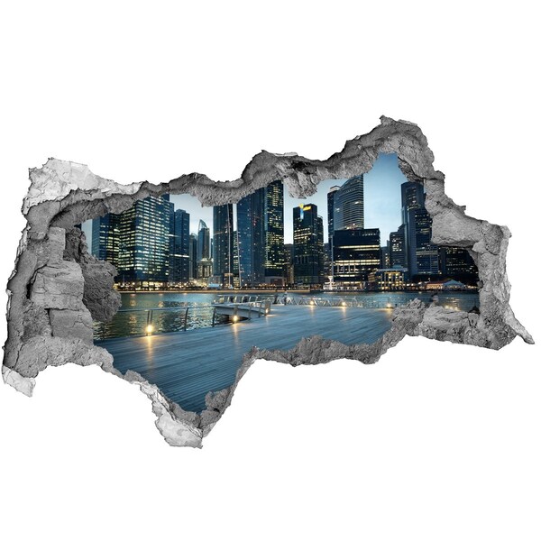 Fototapeta díra na zeď 3D Singapur noc