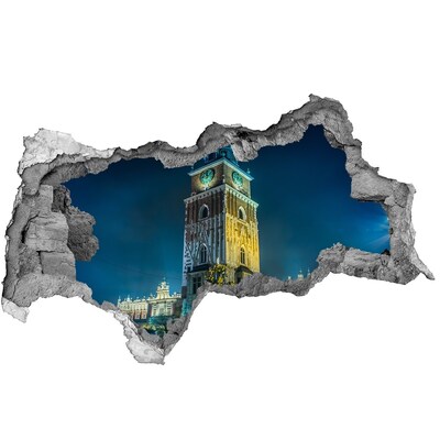 Fototapeta díra na zeď 3D Hodinová věž v Krakově