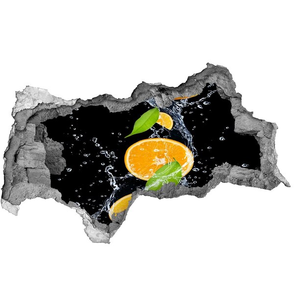 Nálepka 3D díra na zeď Osvěžující proud citrusů