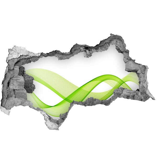 Díra 3D fototapeta nálepka Zelená vlna v díře ve zdi