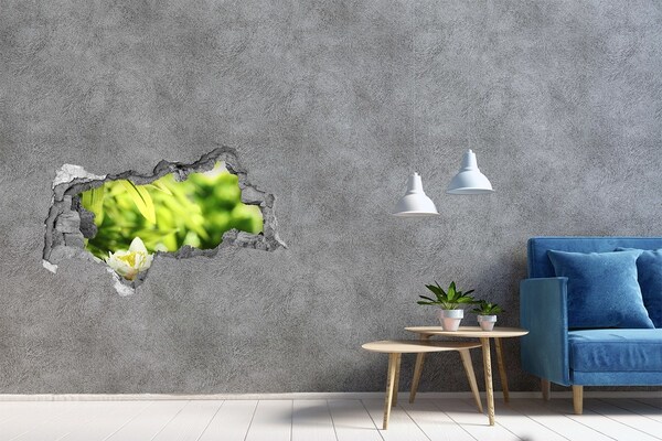 Samolepící díra na stěnu Květina v zelené zahradě