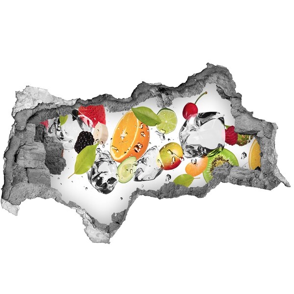 Nálepka 3D díra Ovocný koktejl ve vodopádu