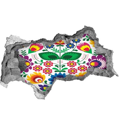 Nálepka 3D díra na zeď Květinový vzor na betonovém pozadí