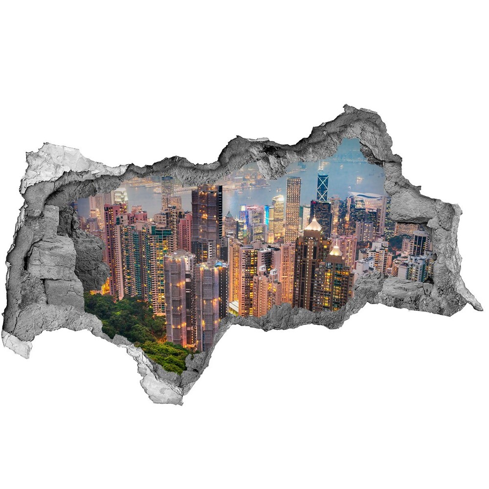 Fototapeta díra na zeď 3D nálepka Hongkong