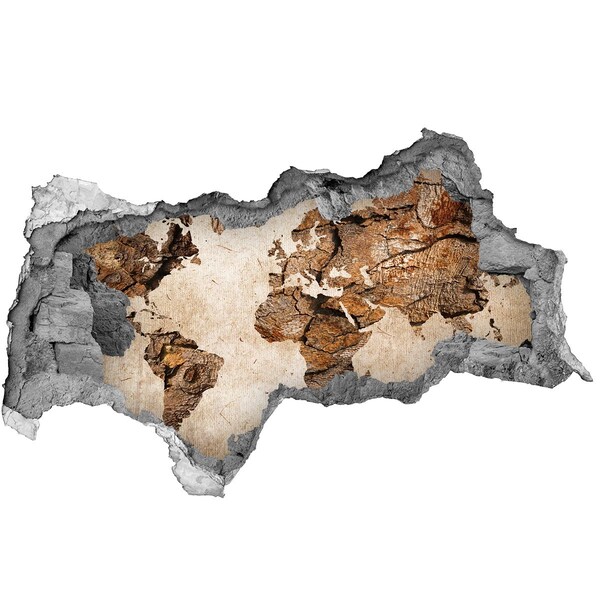 Samolepící díra na stěnu Poškozená zeď s mapou světa