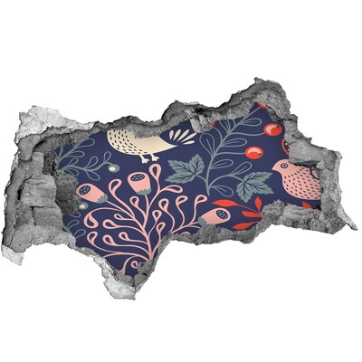 Díra 3D fototapeta nálepka Květinový vzor se sovami