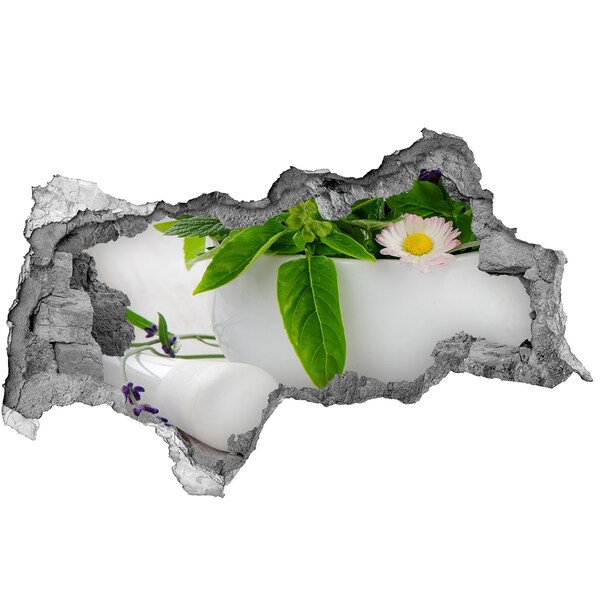 Nálepka 3D díra na zeď Zelená vegetace v poškozené zdi