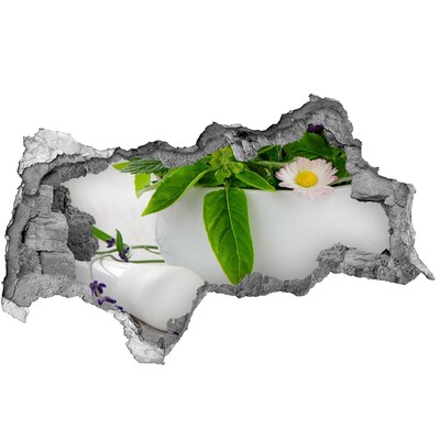 Nálepka 3D díra na zeď Zelená vegetace v poškozené zdi