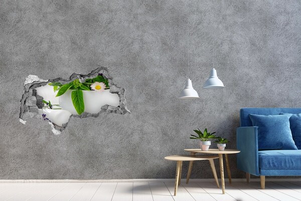 Nálepka 3D díra na zeď Zelená vegetace v poškozené zdi