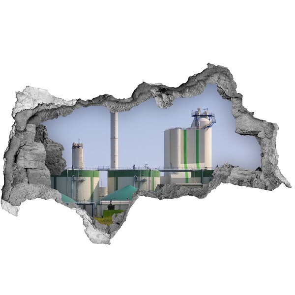 Fototapeta díra na zeď 3D Továrna v pozadí