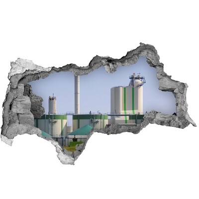 Fototapeta díra na zeď 3D Továrna v pozadí