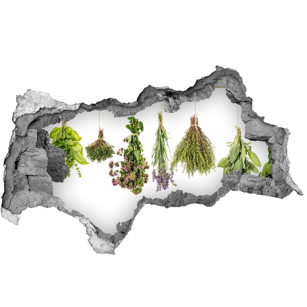 Nálepka díra na zeď beton Bylinkový koutek v kuchyni