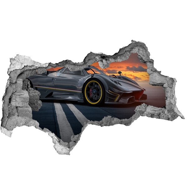 Foto fotografie díra na zeď Závodní auto na trati