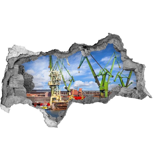 Fototapeta díra na zeď 3D Průmyslový přístav v akci