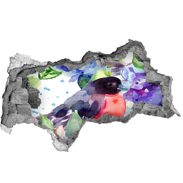 Díra 3D fototapeta nálepka Pták v barevné kompozici