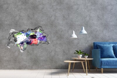 Díra 3D fototapeta nálepka Pták v barevné kompozici