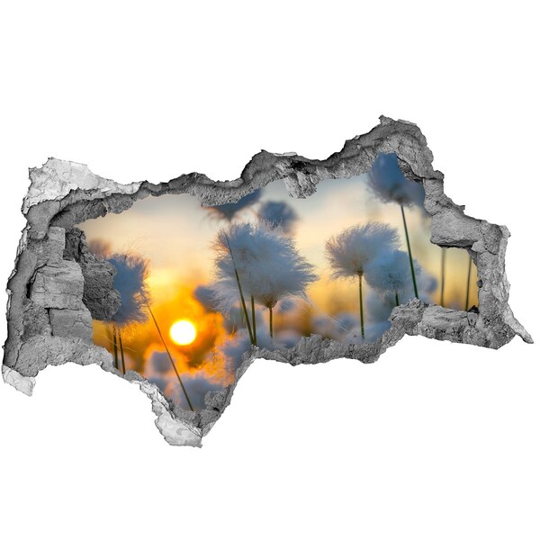 Samolepící díra nálepka Květiny při západu slunce