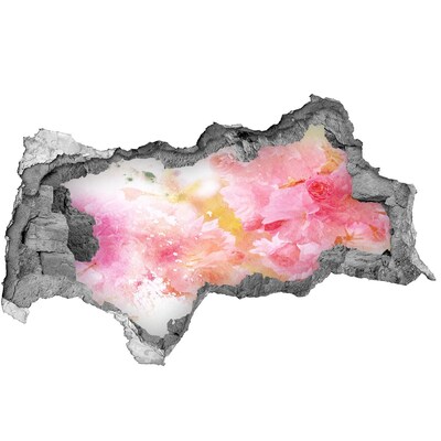 Díra 3D fototapeta nálepka Květinová krajina za dírou ve zdi