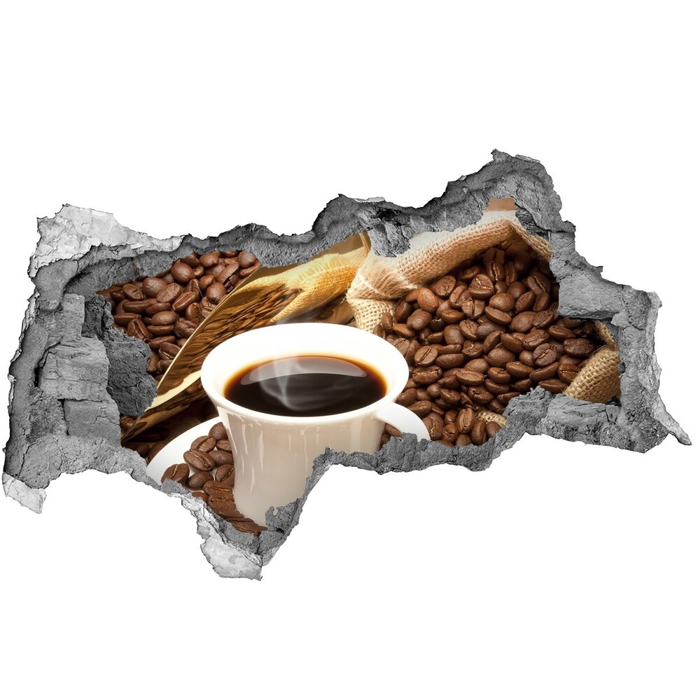 Nálepka 3D díra na zeď Šálek kávy
